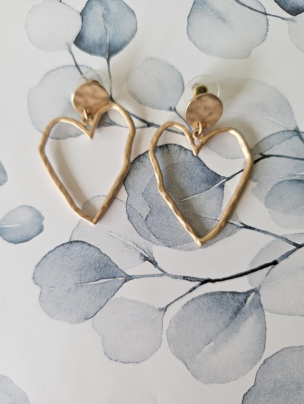 Gold Hammered Heart Earrings